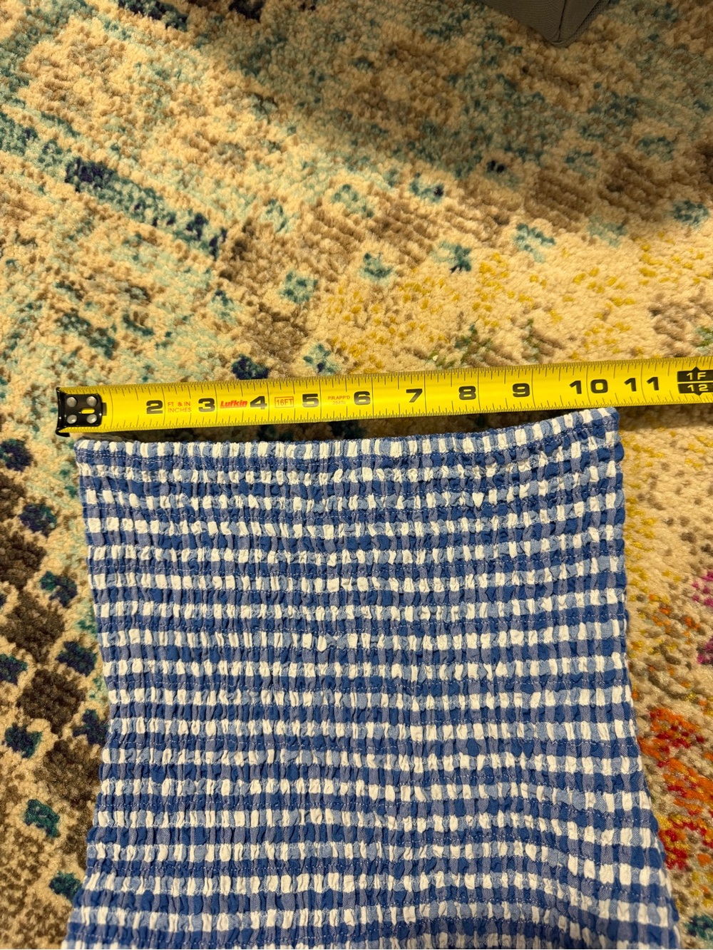Anthropologie Maeve Blue Gingham Strapless Midi Dress - Picture 5 of 7